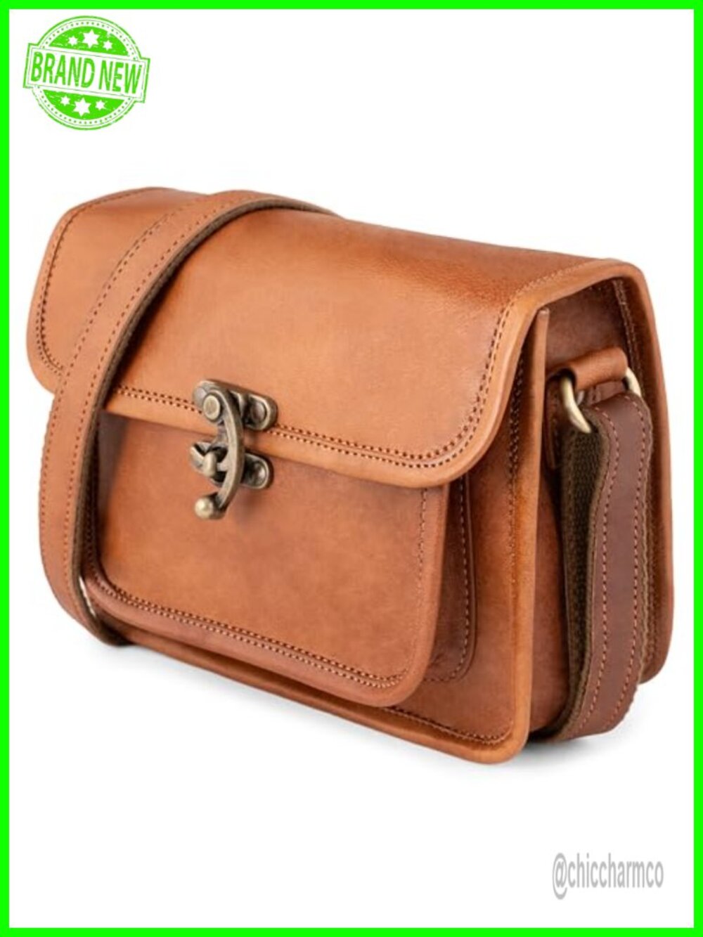 Full Grain Leather Crossbody Purse Satchel Vintage Everyday Bag